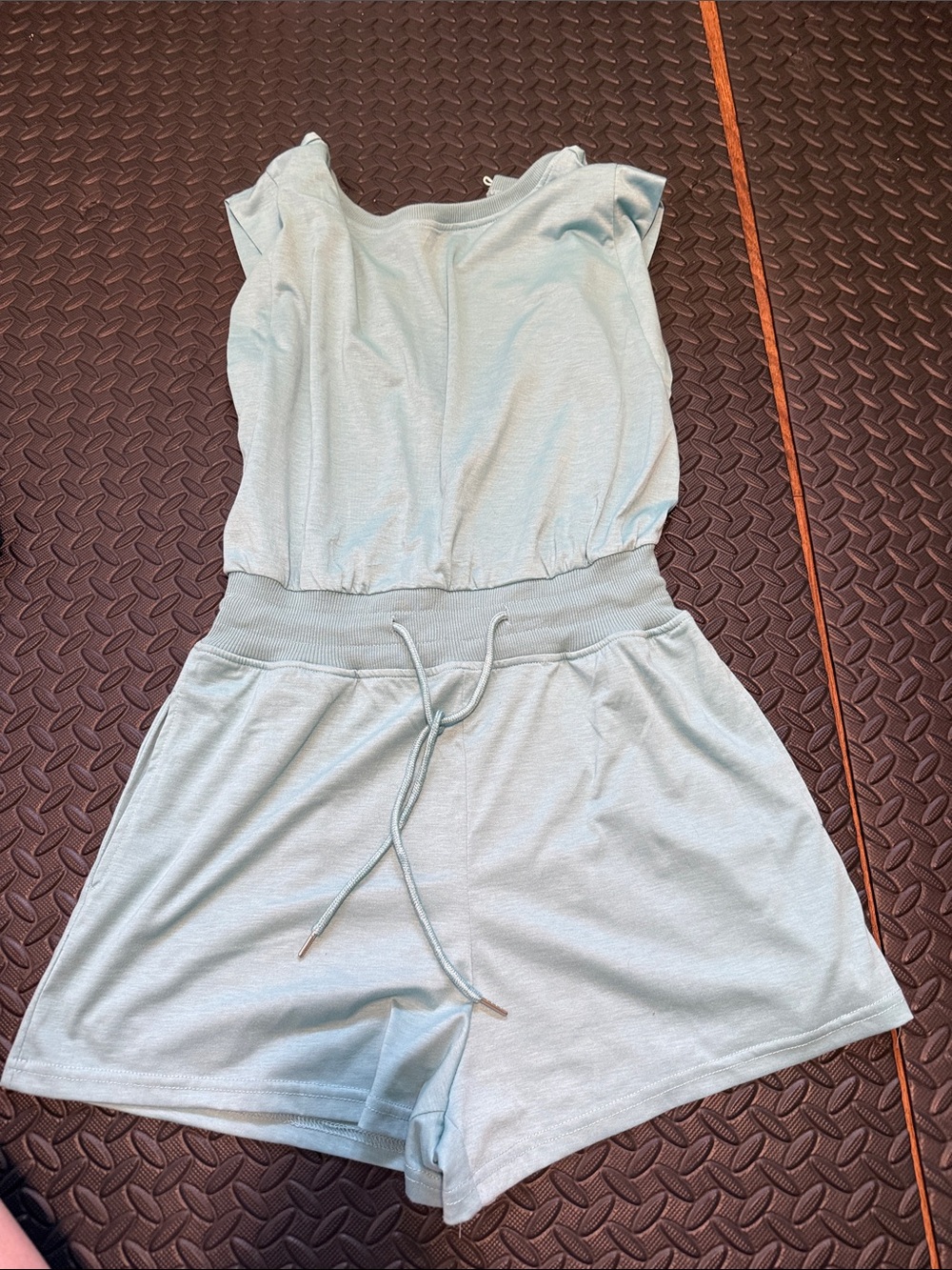 Light Blue Romper with Drawstring Waist